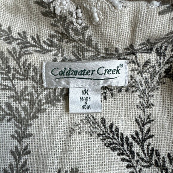 2/$18 Sale! Coldwater Creek Blazer Womens 1X Beaded Cotton Embroidered Boho Boxy - Picture 9 of 11
